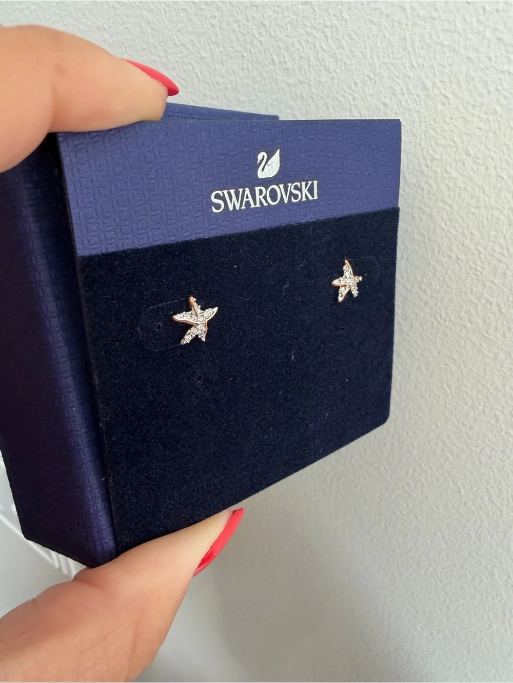 Swarovski Gold Starfish Crystal Stud Earrings - Clear Crystals
